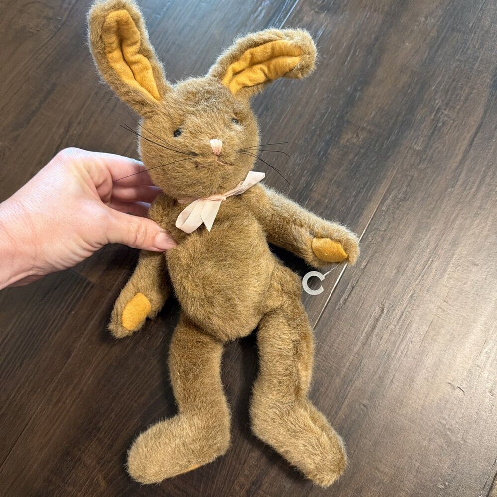 Vintage Creative Marketing Concepts Bunny Rabbit Plush Pink Bow Easter Brown